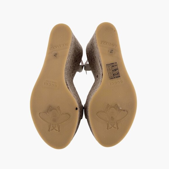 Gucci Aitana White GG Marmont Espadrille Platform Wedge Heel Sandal Size 37 US 7 - Picture 12 of 13